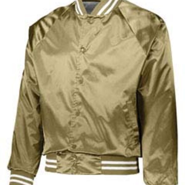 Unisex Striped Trim Satin Baseball Jacket Thumbnail